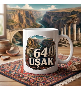 64 Uşak Ulubey Kanyonu Clandras Köprüsü ve Blaundus Temalı Seramik Kupa