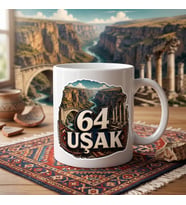 64 Uşak Ulubey Kanyonu Clandras Köprüsü ve Blaundus Temalı Seramik Kupa