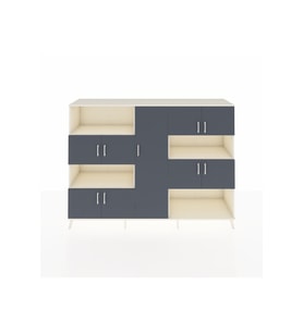 Hyperion Dolap 10 Raflı 9 Kapaklı 220x44x163 Aytaşı-Antrasit/Aytaşı