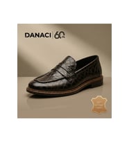 Erkek Hakiki Deri Kroko Desenli Klasik Loafer Ayakkabı