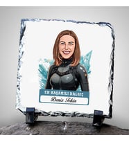 Kişiye Özel Hediye Karikatürlü En Başarılı Kadın Dalgıç Dekoratif Taş