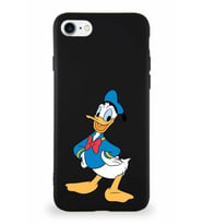 Apple iPhone 7 Soft Premier Kapak Donald Duck-C Tasarımlı Silikon Kılıf - Siyah (Şeffaf)