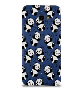 Samsung Galaxy J4 Plus Uyumlu Lansman Kılıf Panda Tasarımlı İçi Kadife Kapak-Lacivert (Şeffaf)
