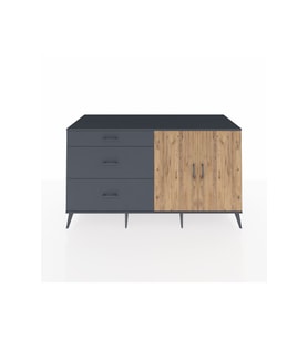 Kronos Konsol 2 Raflı 3 Çekmeceli 2 Kapaklı 176x59x99 Antrasit-Çam/Antrasit