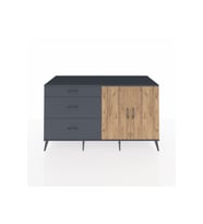 Kronos Konsol 2 Raflı 3 Çekmeceli 2 Kapaklı 176x59x99 Antrasit-Çam/Antrasit