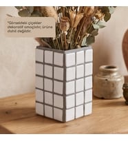 El Yapımı Mozaik Seramik Vazo Renkli Geometrik Desenli Vazo