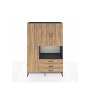 Hyperion Gardrop 6 Raflı 3 Çekmeceli 3 Kapaklı 132x44x195 Antrasit-Çam