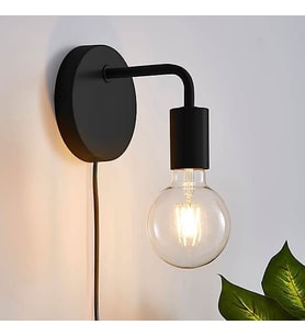 Rsylight Metal Rustik Kablolu Anahtarlı Duvar Siyah Dekoratif Aplik