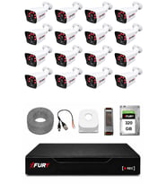 FURY 16 Kameralı Güvenlik Kamera Seti 2MP 1080P Full HD 6 Atom LED Gece Görüşlü 320GB HDD 5525