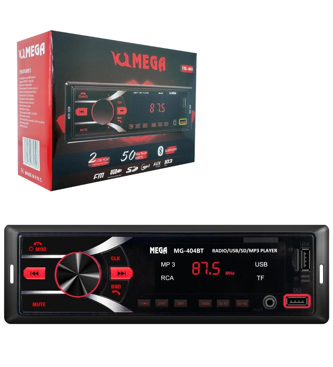 Mega Vm-404 Oto Teyp 4x50 Watt Bluetooth 2xusb Sd Fm Aux