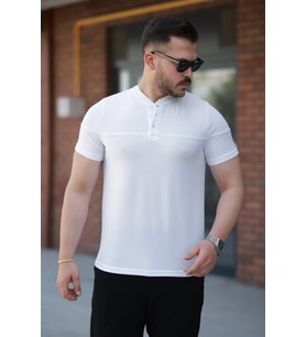 Erkek Hakim Yakalı Kısa Kollu Pamuklu T-shirt