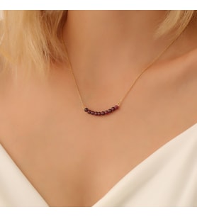 925 Ayar Gümüş Doğal Garnet Taşlı Kolye (Altın)