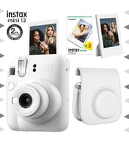 Instax mini 12 Beyaz Fotoğraf Makinesi-20'li Film-Çerçeve ve Deri Kılıf Seti