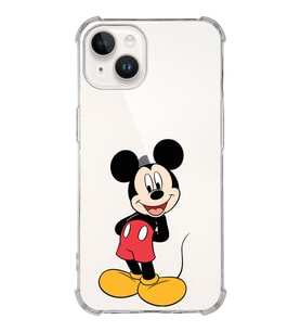 Apple iPhone 14 Uyumlu Köşe Korumalı Antişok Kapak Mickey Mouse Tasarımlı Şeffaf  Kılıf