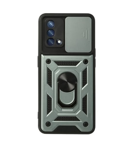 Oppo A74 4G Kılıf Pars Lens Yüzüklü Silikon - Yeşil