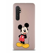 Xiaomi Mi Note 10 Lite Soft Premier Kapak Mickey Mouse-B Tasarımlı Silikon Kılıf - Pudra (Şeffaf)