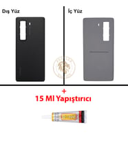 Infinix Hot 50 Pro Plus Siyah Uyumlu Arka Kapak + B7000 Yapıştırıcı Arka Cam Batarya Pil Kapağı