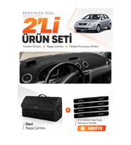 e-biz CHEVROLET LACETTİ (2002-2009) Uyumlu Torpido Örtüsü + Deri Bagaj Çantası Seti - Siyah - CH002