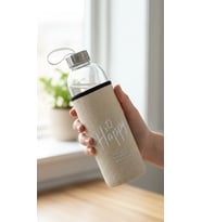Sarı Kılıflı Cam Matara 750 ml – Özel Tasarım İçecek Taşıyıcı
