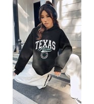 Texas Baskılı Oversize Sweatshirt (Siyah)