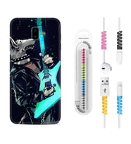 Samsung J6 Plus J7 Prime J7 Pro M20 Kılıf Kablo Koruma Spiral Silikon Dog Guitar 1789