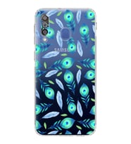 PrintiFy Samsung Galaxy M30 ile Uyumlu Nazar Boncuğu 3 Baskılı Kamera Korumalı Şeffaf Silikon Kılıf