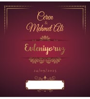 Nikah Nişan Düğün Davetiyesi Kare İkiz İp Bağlamalı 5073