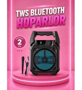 Taşınabilir 6.5” Bluetooth Hoparlör USB TF Kart Mikrofonlu Şarjlı Sistem