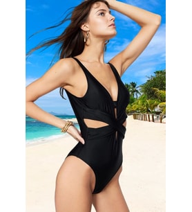 Mayo Plaj Ve Havuz İçin Yüzme Mayosu Swimsuit Klora Dayanıklı (Siyah)