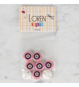 Crafts 8 Li Pembe Nazar Boncuğu Düğme - 690