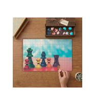 Renkli Satranç Taşları - Şah Mat Tasarımı 240 parça Ahşap Puzzle Ahşap Kutuda MP05362