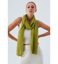 Peraluna NOMI SCARF Selanik Örgü Kaşmir Karışımlı Yumuşak Kadın Triko Atkı - Yeşil