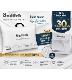 Özdilek Visco Tombul Yastık + Hediye Sıvı Geçirmez Yastık Koruyucu Ortopedik & Medikal Boyun Destekli Visco Yastık Premium Uyku Konforu