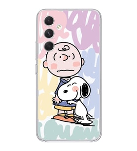 Samsung Galaxy A34 Uyumlu Snoopy ve Charlie Brown Tasarımlı Şeffaf Telefon Kılıfı