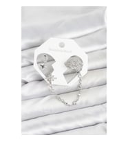 Mey İthalat® Kutup Yıldızı Model Pirinç Gümüş Renk Zincir Bağlantılı Ear Cuff Küpe Seti
