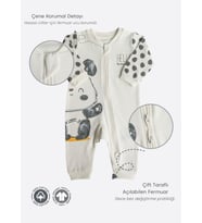 Organik Panda Fermuarlı Tulum Ekru