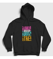 Presmono Unisex Siyah Uno Dos Tre Green Day Kapüşonlu Sweatshirt 55882tt