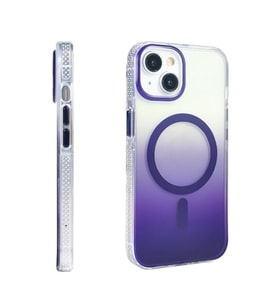 Coverzone iPhone 13 i�in K?l?f MagSafe ile uyumlu Transparan Renk Ge�i?li Z-Toros M-safe Kablosuz ?arj destekli Gradyan Tasar?m IPHONE 13 ?LE UYUMLU KILIF Mor