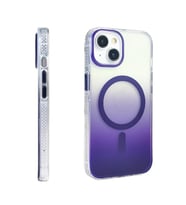Coverzone iPhone 13 i�in K?l?f MagSafe ile uyumlu Transparan Renk Ge�i?li Z-Toros M-safe Kablosuz ?arj destekli Gradyan Tasar?m IPHONE 13 ?LE UYUMLU KILIF Mor