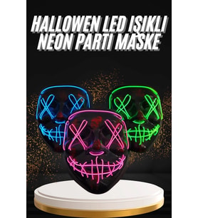 Hallowen Parti Maskesi Neon Led Işıklı Maske 3 Modlu Cadılar Bayramı Maskesi