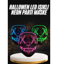 Hallowen Parti Maskesi Neon Led Işıklı Maske 3 Modlu Cadılar Bayramı Maskesi
