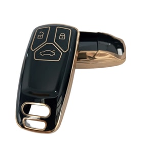 Audi Smart B9 A4 A5 Q5 Q7 Uyumlu Kumanda Anahtar Kılıfı Oto Anahtarlık SİYAH GOLD