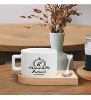 BK Gift Kişiye Özel İsimli Ahşap Altlıklı Seramik Fincan-8 , Meslek Hediyesi, Yeni İş Hediyesi