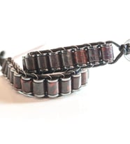 Kan Taşı Doğal Taş Örme Erkek Bilekliği 6X5 mm