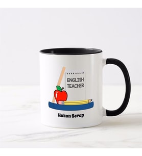İngilizce Öğretmeni Siyah Kupa Bardak (1. Tasarım)