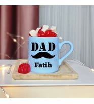 DAD ( BABA ) Tasarımlı Kişiye Özel Mavi Türk Kahvesi Fincanı