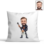 Kişiye Özel Gitarist Tasarımlı Karikatür Yastık 91