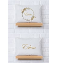 Pia Baby Premium %100 Pamuk İkili İsim Yazılı Kız Bebek Yastık Kılıfı – 35x45 cm Organik Baskı 5049-13 (Ekru)