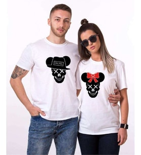 Tshirthane Skull Mause Sevgili Kombinleri Tshirt Kombini (Tek Ürün Fiyatıdır.)