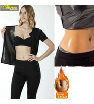 Hot Power Sauna Takım Yarım Kol (Fermuarlı)+Atlet+Tayt Termal Terleme Takımı Polymer Kumaş Stoktan